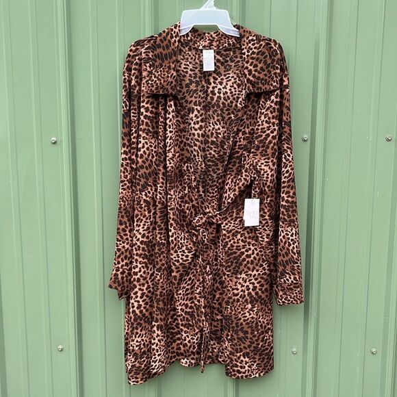 Lightweight Cheetah Print Wrap Kimono Cardigan Jacket CoverUp Size 2X - Picture 1 of 7